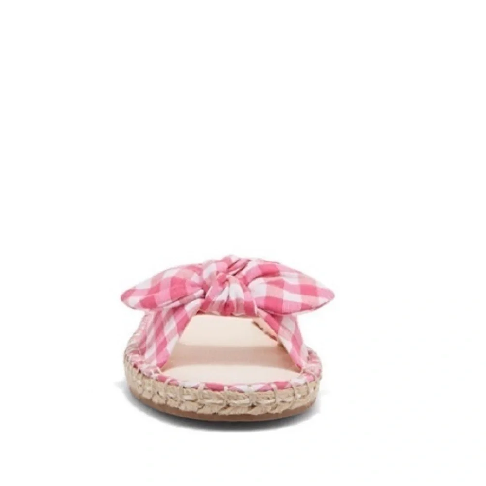 Pink Checked Slide Sandals​